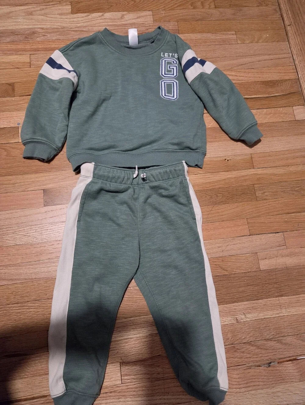 Carter's Sage Green Jogger Pants with Cream Side Panels / Size 3t